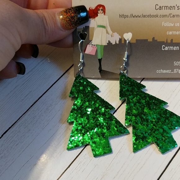 Christmas tree earrings - Picture 3 of 3